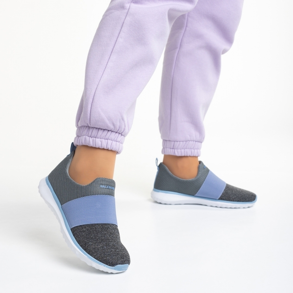 Sisto szürke és kék női sportcipő, textil anyagból készült, 4 - Kalapod.hu