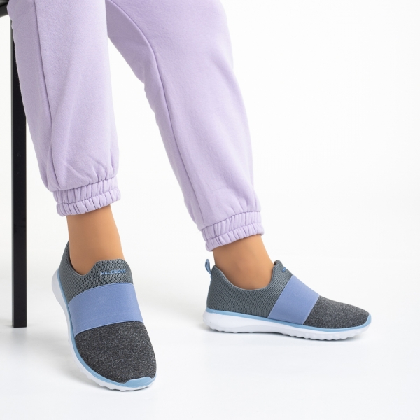 Sisto szürke és kék női sportcipő, textil anyagból készült, 5 - Kalapod.hu