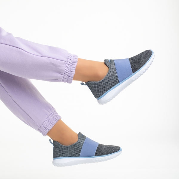 Sisto szürke és kék női sportcipő, textil anyagból készült, 6 - Kalapod.hu