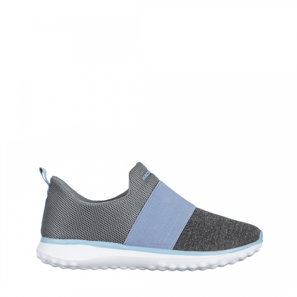 Sisto szürke és kék női sportcipő, textil anyagból készült, 2 - Kalapod.hu