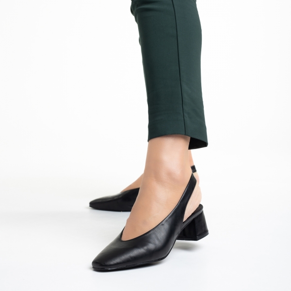 Zelda fekete női cipő sarokkal, műbőrből készült, 3 - Kalapod.hu