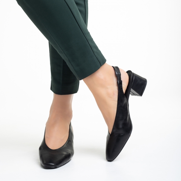 Zelda fekete női cipő sarokkal, műbőrből készült, 5 - Kalapod.hu