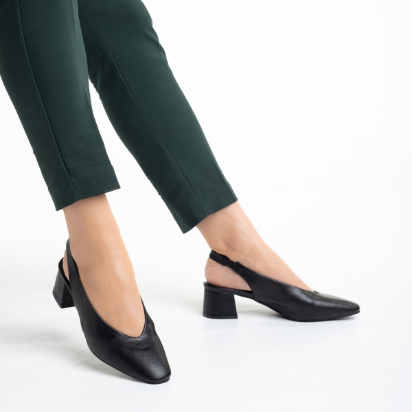 Zelda fekete női cipő sarokkal, műbőrből készült - Kalapod.hu