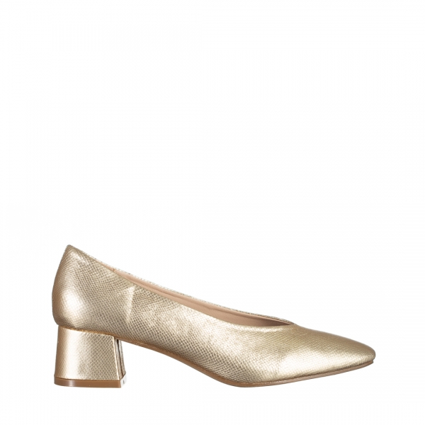 Veda arany női cipő sarokkal, műbőrből készült, 2 - Kalapod.hu