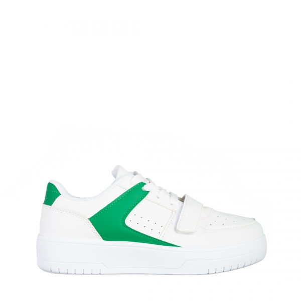 Sonal fehér és zöld női sportcipő, műbőrből készült, 2 - Kalapod.hu