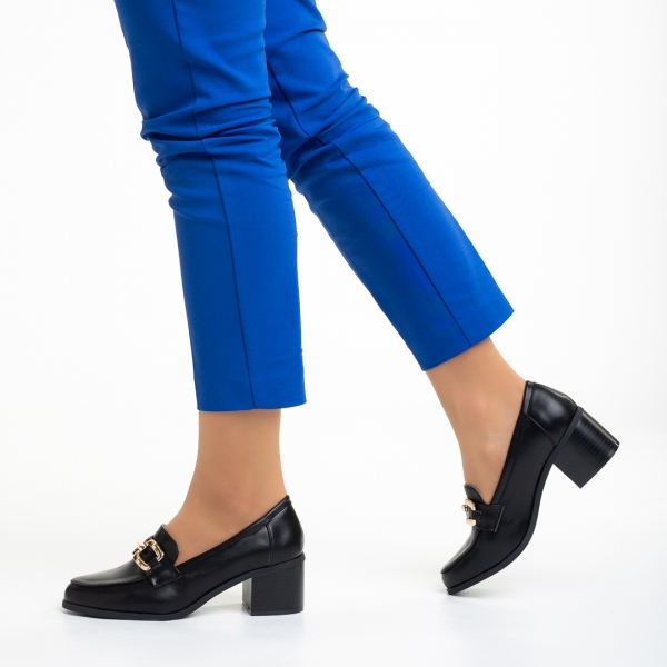 Quintina fekete női cipő sarokkal, műbőrből készült - Kalapod.hu