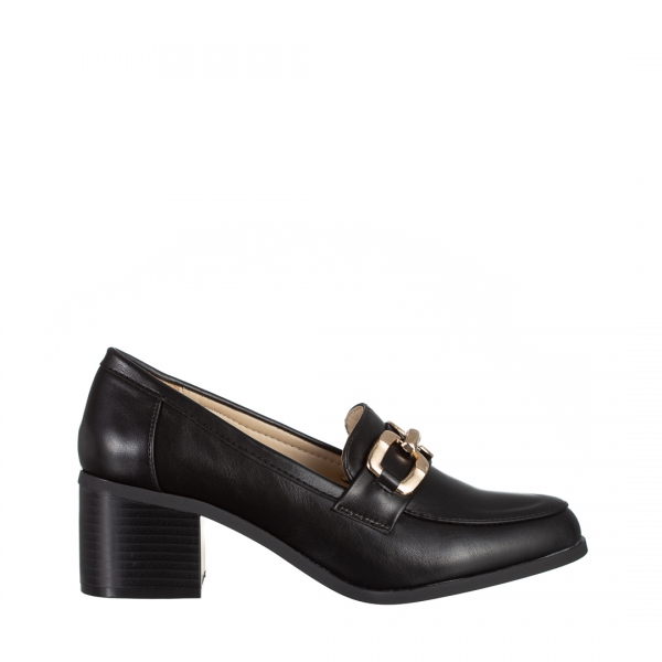 Quintina fekete női cipő sarokkal, műbőrből készült, 2 - Kalapod.hu