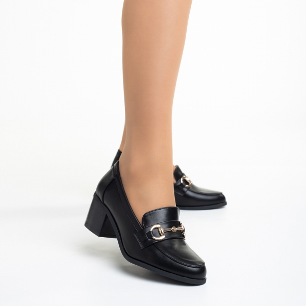 Felicienne fekete női cipő sarokkal, műbőrből készült, 4 - Kalapod.hu