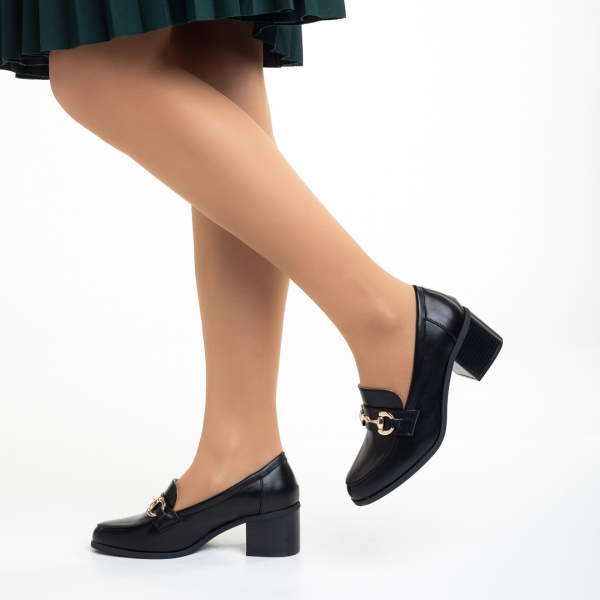 Felicienne fekete női cipő sarokkal, műbőrből készült - Kalapod.hu