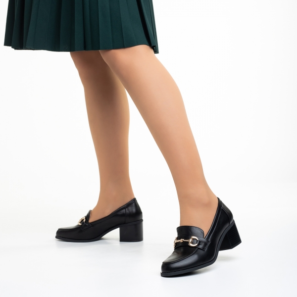 Felicienne fekete női cipő sarokkal, műbőrből készült, 5 - Kalapod.hu