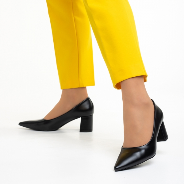 Amarilis fekete női cipő sarokkal, műbőrből készült, 4 - Kalapod.hu