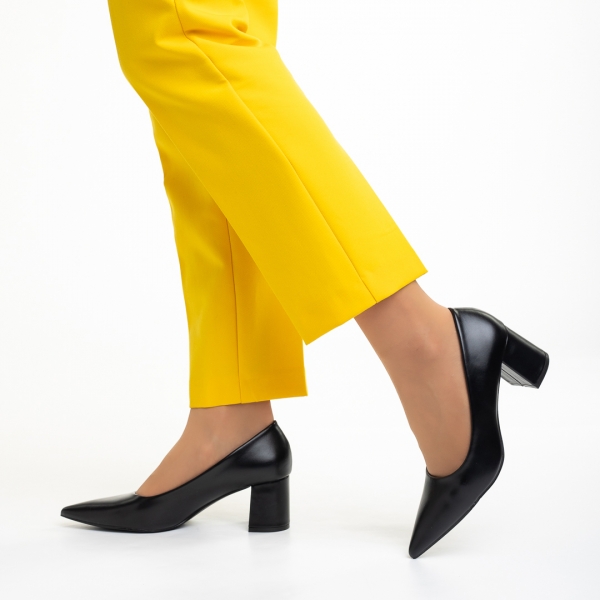 Amarilis fekete női cipő sarokkal, műbőrből készült, 5 - Kalapod.hu