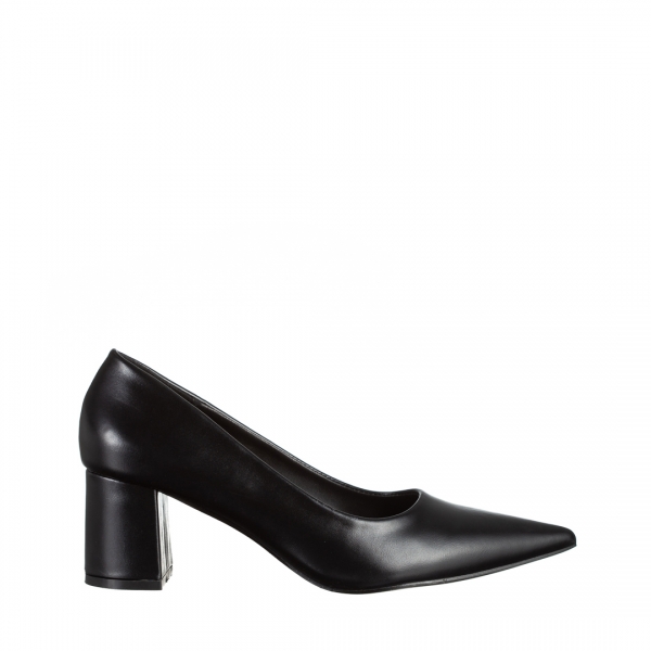 Amarilis fekete női cipő sarokkal, műbőrből készült, 2 - Kalapod.hu