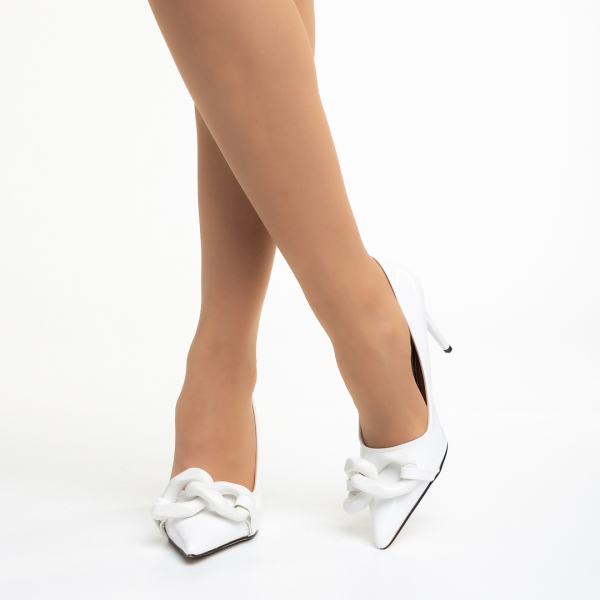 Semina fehér női cipő sarokkal, 3 - Kalapod.hu