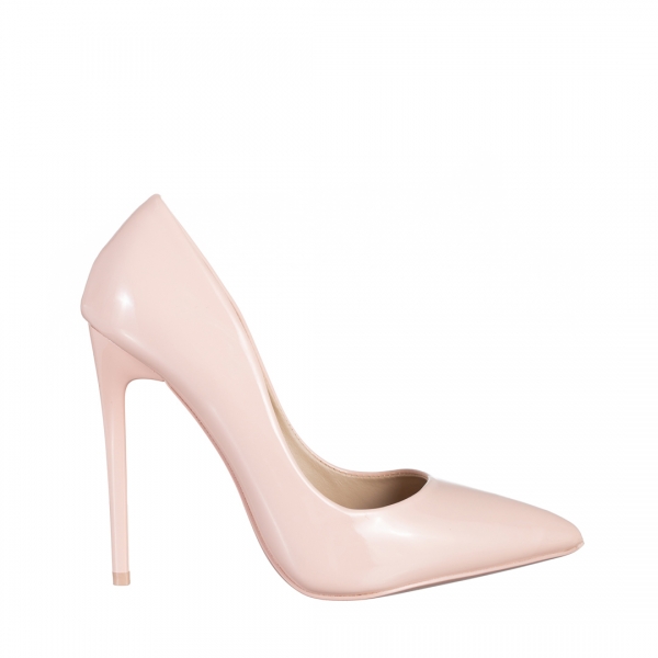 Tonina rózsaszín női cipő sarokkal, lakkozott műbőrből készült, 2 - Kalapod.hu