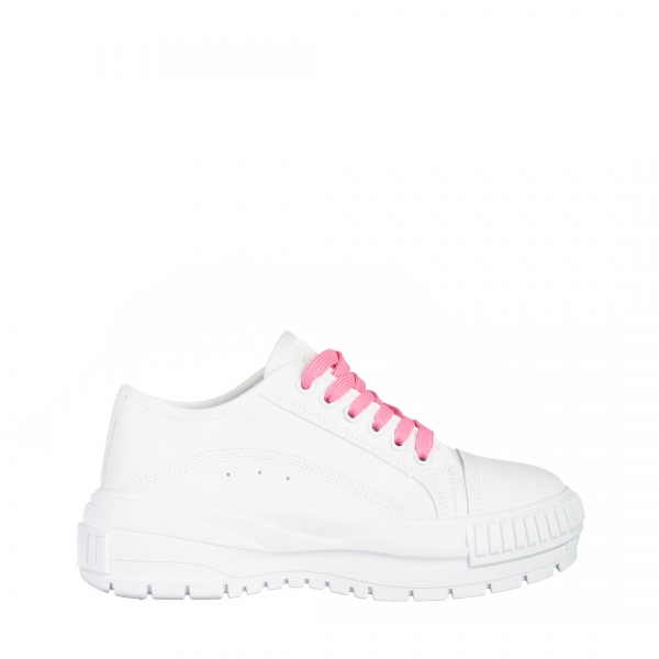 Vineta fehér és rózsaszín női tornacipő, textil anyagból készült, 2 - Kalapod.hu