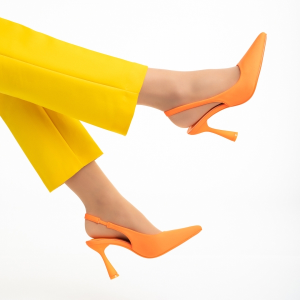 Dolabella narancssárga női cipő sarokkal, textil anyagból készült, 6 - Kalapod.hu