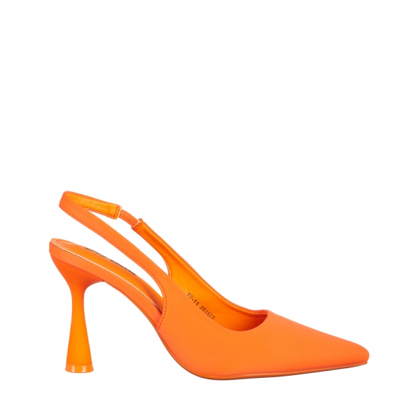 Dolabella narancssárga női cipő sarokkal, textil anyagból készült, 2 - Kalapod.hu
