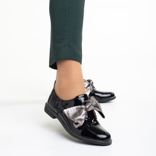 Mitra fekete női cipő, lakkozott műbőrből készült - Kalapod.hu