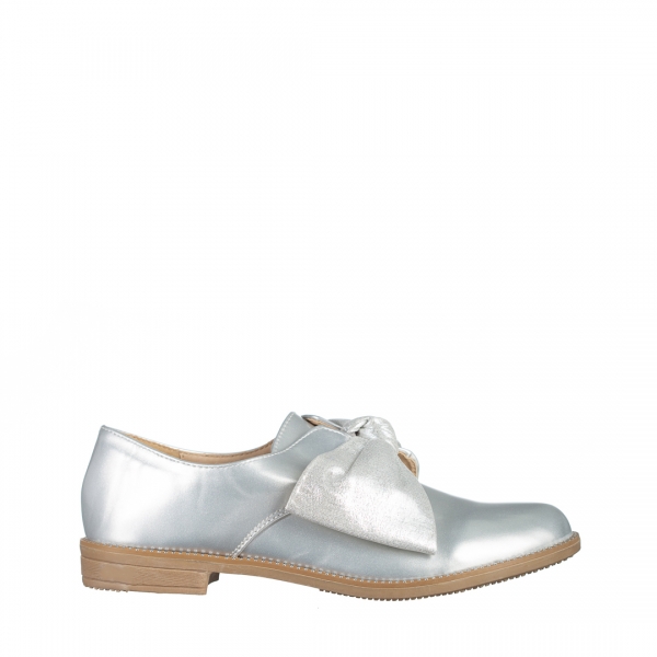 Mitra ezüst női cipő, lakkozott műbőrből készült, 2 - Kalapod.hu