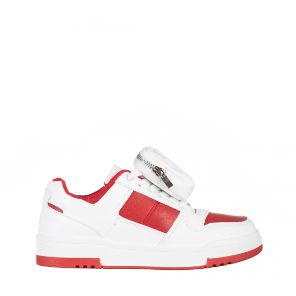 Inola fehér és piros női sportcipő, műbőrből készült, 2 - Kalapod.hu