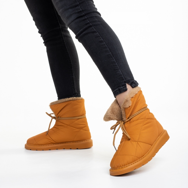 Anselma camel női csizma, textil anyagból készült, 5 - Kalapod.hu