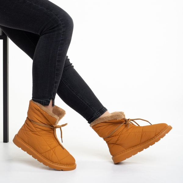 Anselma camel női csizma, textil anyagból készült, 3 - Kalapod.hu