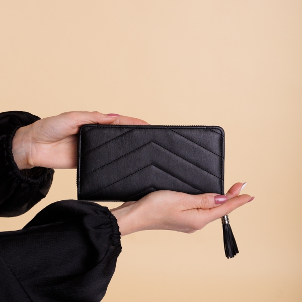 Zoraida fekete női pénztárca, műbőrből készült - Kalapod.hu