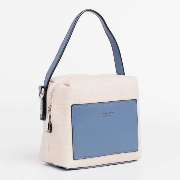 David Jones bézs és kék női táska, Maristella textil anyagból készült, 3 - Kalapod.hu