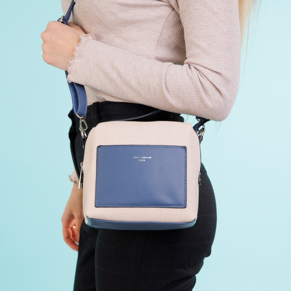 David Jones bézs és kék női táska, Maristella textil anyagból készült - Kalapod.hu