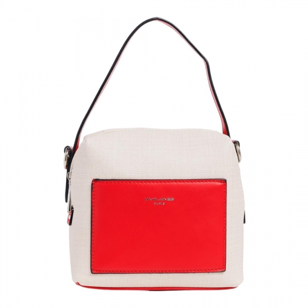 David Jones bézs és piros női táska, Maristella textil anyagból készült, 4 - Kalapod.hu