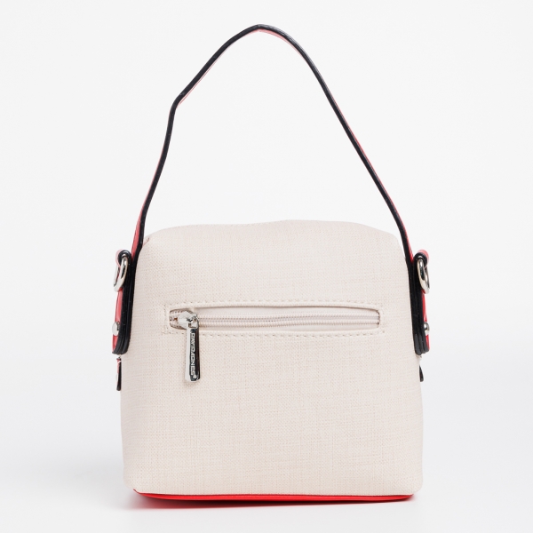 David Jones bézs és piros női táska, Maristella textil anyagból készült, 5 - Kalapod.hu
