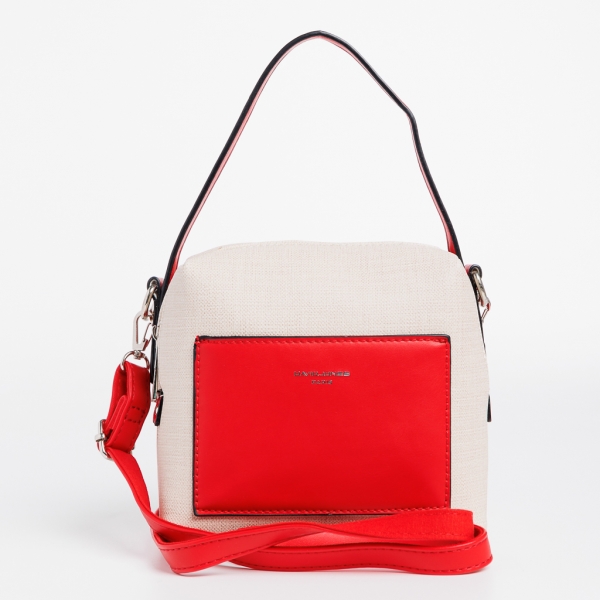 David Jones bézs és piros női táska, Maristella textil anyagból készült, 6 - Kalapod.hu