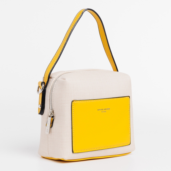 David Jones bézs és sárga női táska, Maristella textil anyagból készült, 3 - Kalapod.hu