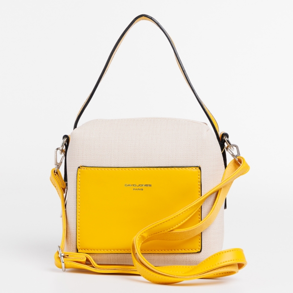 David Jones bézs és sárga női táska, Maristella textil anyagból készült, 6 - Kalapod.hu