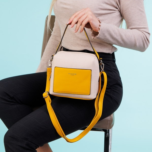 David Jones bézs és sárga női táska, Maristella textil anyagból készült - Kalapod.hu
