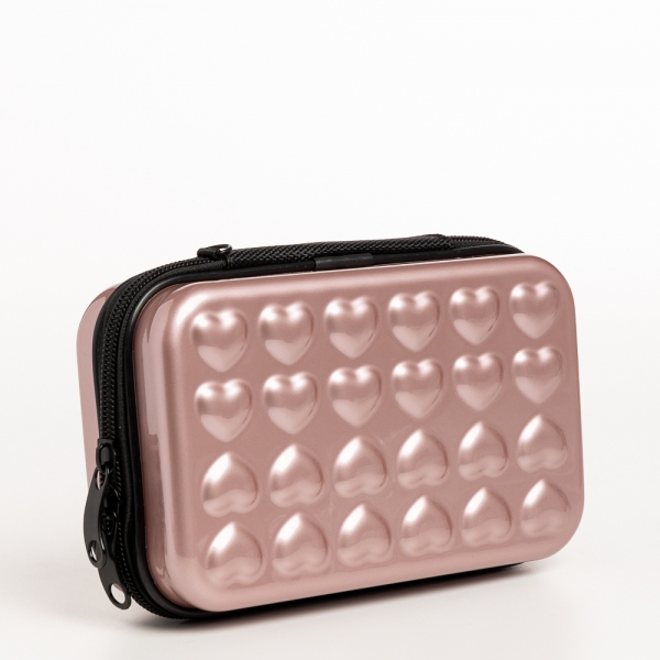 Santina rózsaszín női kozmetikus táska, akrilból készült, 3 - Kalapod.hu