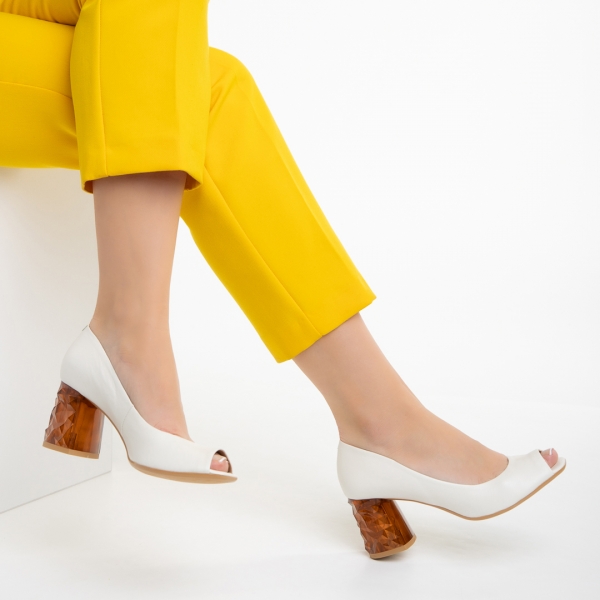 Marco fehér női cipő, Estella fordított bőrből készült, 6 - Kalapod.hu