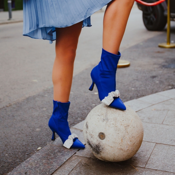 Revonda kék női bokacsizma, textil anyagból készült - Kalapod.hu