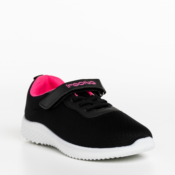 Amie fekete és rózsaszín gyerek sportcipő, textil anyagból készült, 3 - Kalapod.hu