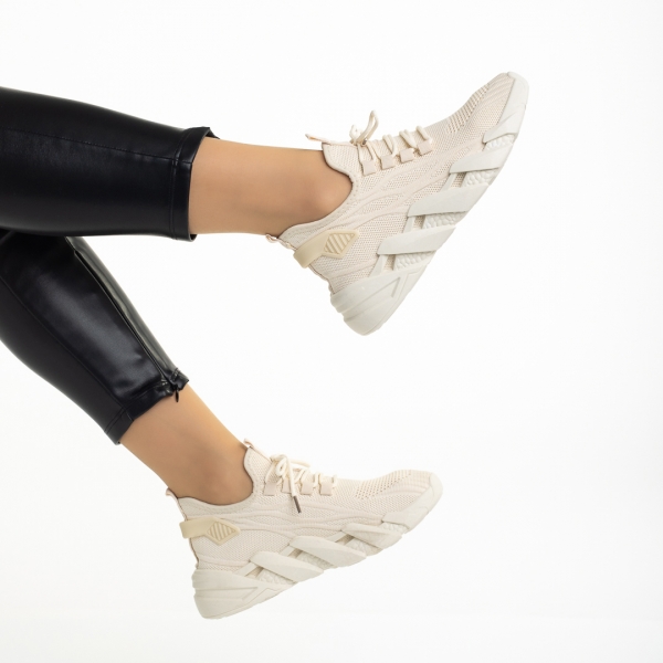 Leanna bézs női sportcipő, textil anyagból készült, 7 - Kalapod.hu