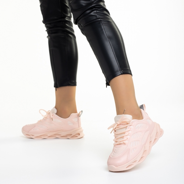 Alora rózsaszín női sportcipő, műbőrből és textil anyagból készült, 4 - Kalapod.hu