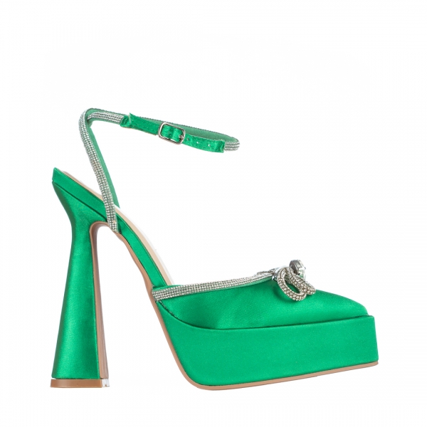 Valary zöld női cipő, textil anyagból készült, 2 - Kalapod.hu