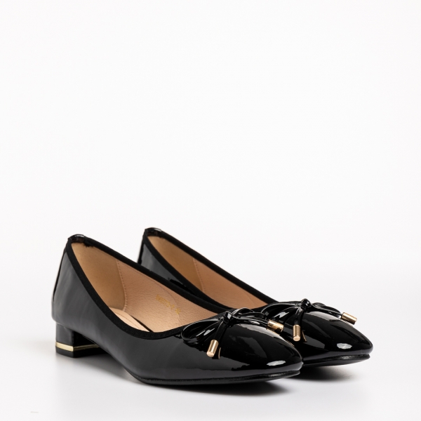 Braidy fekete női cipő, lakkozott műbőrből készült, 3 - Kalapod.hu