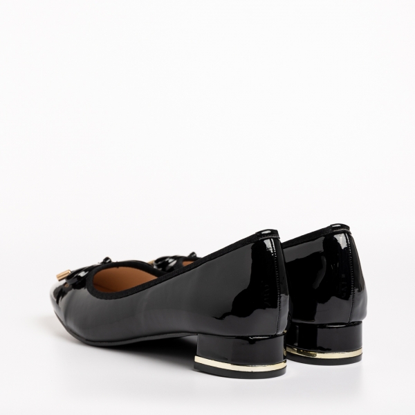 Braidy fekete női cipő, lakkozott műbőrből készült, 4 - Kalapod.hu