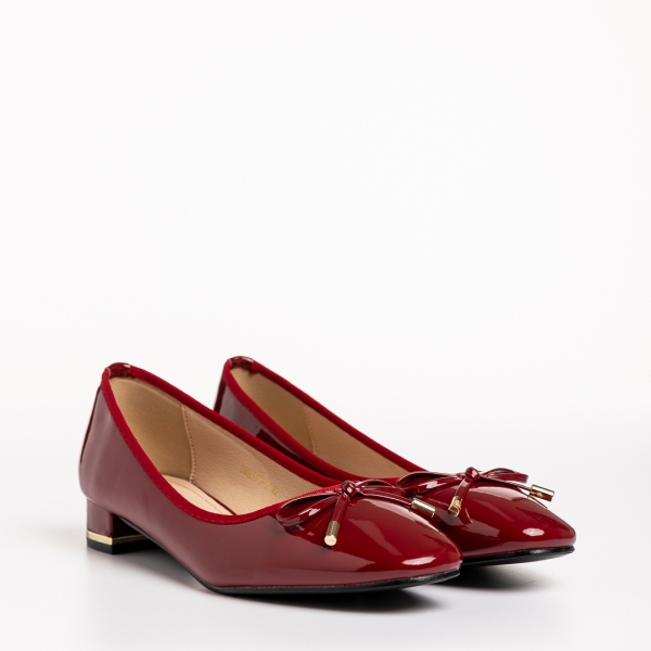 Braidy piros női cipő, lakkozott műbőrből készült, 3 - Kalapod.hu