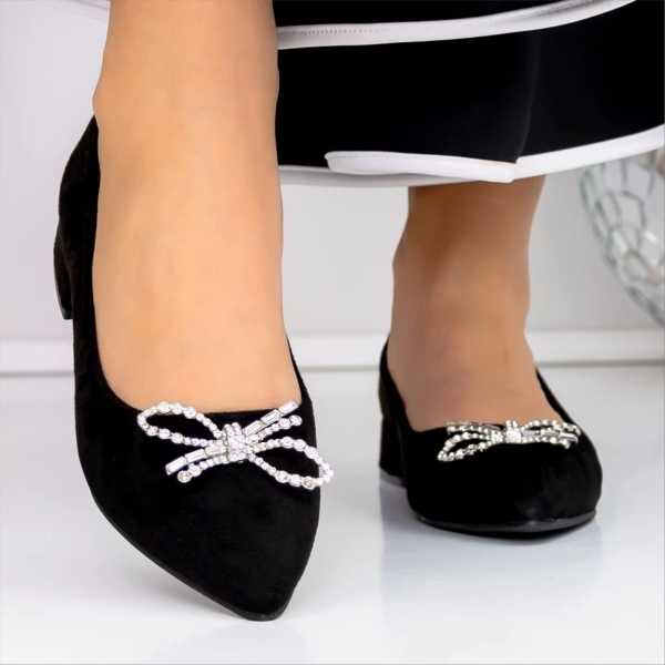 Fenaria fekete női balerina textil anyagból, 2 - Kalapod.hu
