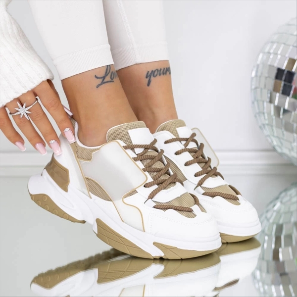 Pauline khaki női sportcipő textil anyagból, 2 - Kalapod.hu