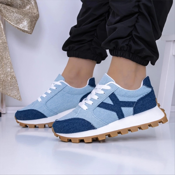 Sanela kék női sportcipő textil anyagból, 2 - Kalapod.hu