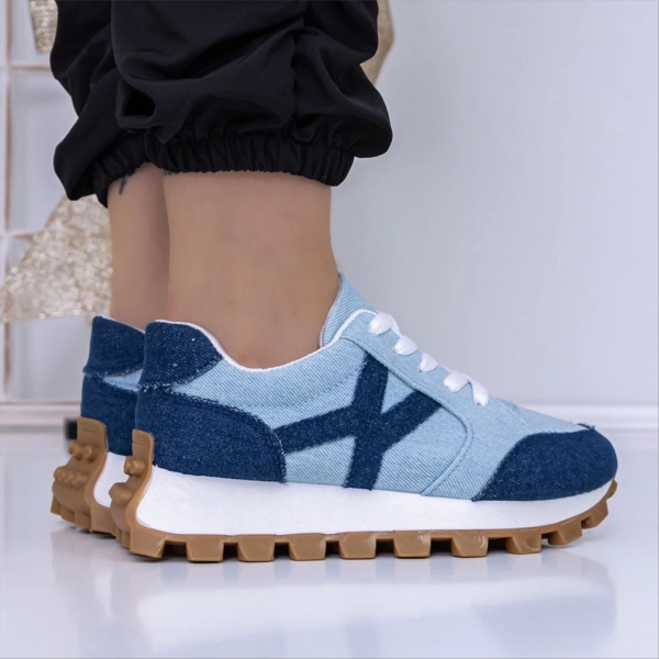 Sanela kék női sportcipő textil anyagból, 5 - Kalapod.hu
